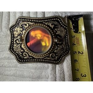 Vintage MAFCO Pinup Girl Hologram Belt Buckle 3.5" X 2.5" Brass Tone Y2K